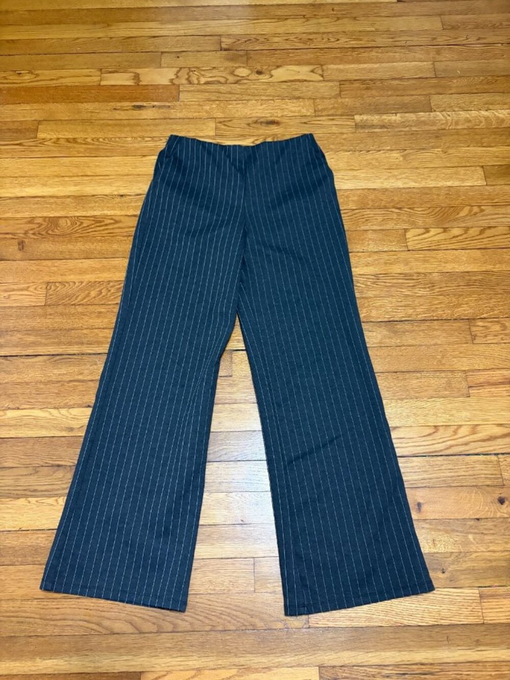 Mango MNG Womens Dress Pants Size Medium Gray Striped Pull On Flare Trousers